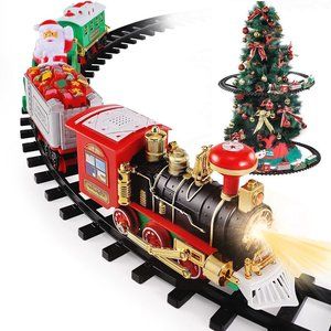 Electric Train Set Kid Toy Xmas Steam Train Kit Tree Surround Track Battery Oper